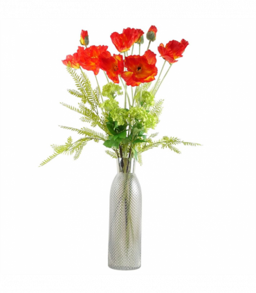 Pack of 6 x 100cm Artificial Poppy Stem - 2 Flowers