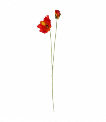 Pack of 6 x 100cm Artificial Poppy Stem - 2 Flowers