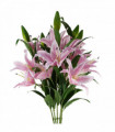 Pack of 6 x 100cm Large Pink Lily Stem - 18 Flowers