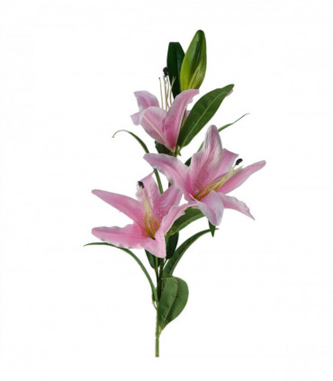 Pack of 6 x 100cm Large Pink Lily Stem - 18 Flowers