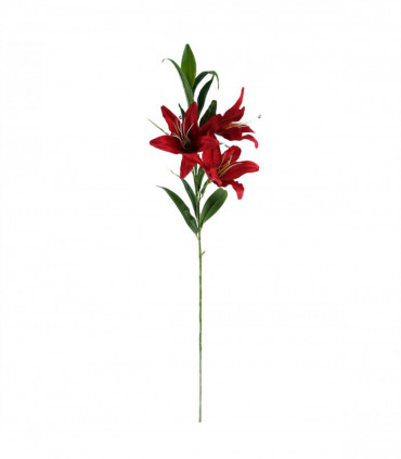 Pack of 6 x 100cm Large Red Lily Stem - 18 Flowers