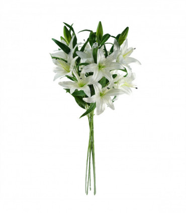 Pack of 6 x 100cm Large White Lily Stem - 18 Flowers