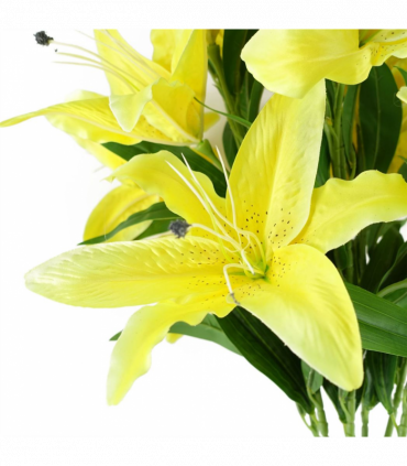 Pack of 6 x 100cm Large Yellow Lily Stem - 18 Flowers