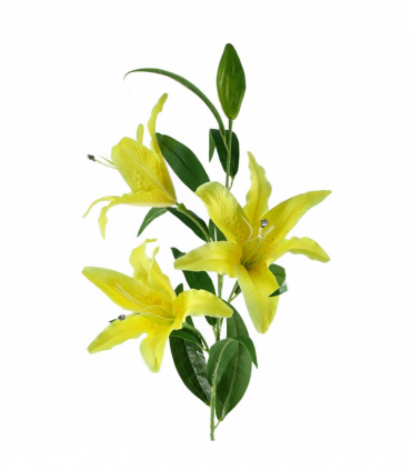 Pack of 6 x 100cm Large Yellow Lily Stem - 18 Flowers