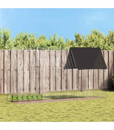 vidaXL Rabbit Cage Silver 400 x 100 x 210 cm Galvanised Steel