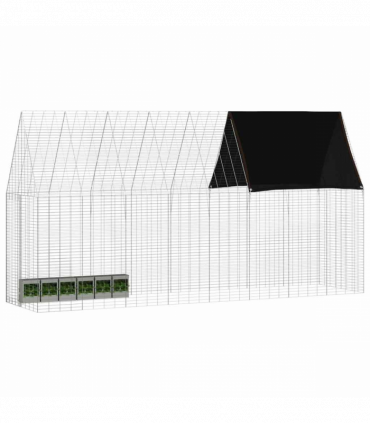 vidaXL Rabbit Cage Silver 400 x 100 x 210 cm Galvanised Steel