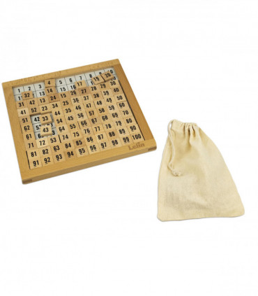 Wooden Hundred Board - 100 Consecutive Numbers Montessori Maths, Natural Wood