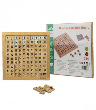 Wooden Hundred Board - 100 Consecutive Numbers Montessori Maths, Natural Wood