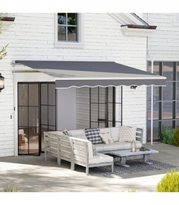 Outsunny Manual Retractable Sun Shade Awning - 2.5m x 2m Outdoor Canopy