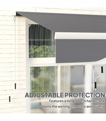 Outsunny Manual Retractable Sun Shade Awning - 2.5m x 2m Outdoor Canopy