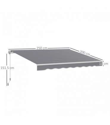 Outsunny Manual Retractable Sun Shade Awning - 2.5m x 2m Outdoor Canopy
