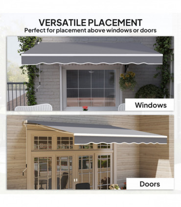 Outsunny Manual Retractable Sun Shade Awning - 2.5m x 2m Outdoor Canopy