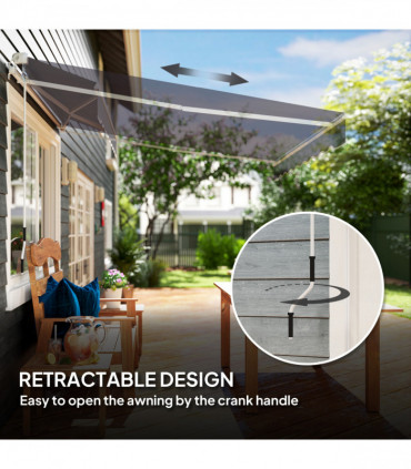Outsunny Manual Retractable Sun Shade Awning - 2.5m x 2m Outdoor Canopy