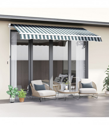 Retractable Awning, 2.5x2 m-Dark Green/White