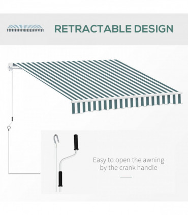 Retractable Awning, 2.5x2 m-Dark Green/White