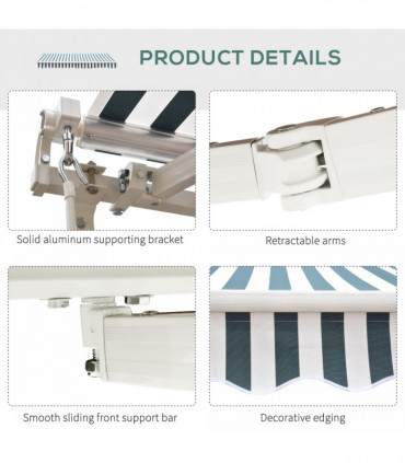 Retractable Awning, 2.5x2 m-Dark Green/White