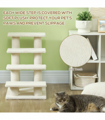 Pet Ramp Stairs 4 Steps Cat Tree Ladder Safety Steps Climbing Frame Brown