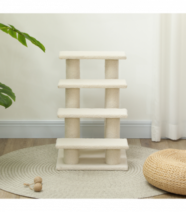 Pet Ramp Stairs 4 Steps Cat Tree Ladder Safety Steps Climbing Frame Brown