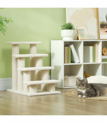 Pet Ramp Stairs 4 Steps Cat Tree Ladder Safety Steps Climbing Frame Brown