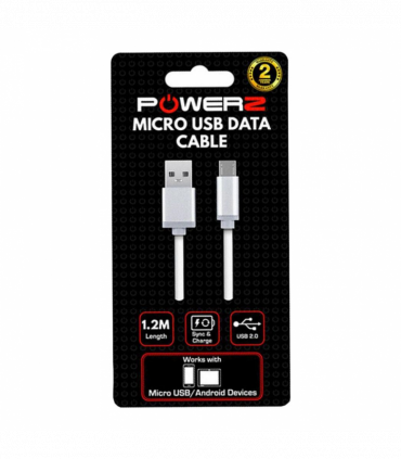 Powerz USB Data Charger Cable for Micro USB 1.2m - White