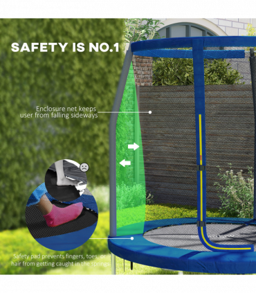 SPORTNOW 6ft Outdoor Trampoline with Safety Enclosure Net, Blue