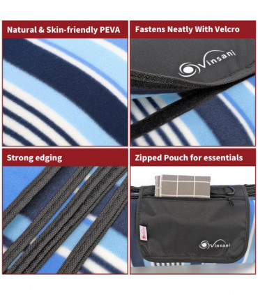 Picnic Blanket Blue Stripe Acrylic 200 x 200 cm Waterproof & Sandproof Foldable