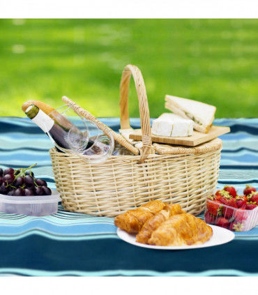 Picnic Blanket Blue Stripe Acrylic 200 x 200 cm Waterproof & Sandproof Foldable