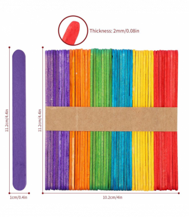 500pcs Coloured Wooden Lolly Sticks For Desserts Kids DIY Art & Crafts