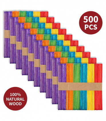 500pcs Coloured Wooden Lolly Sticks For Desserts Kids DIY Art & Crafts