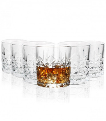 Crystal Transparent 6 Royal Whisky Crystal Cut Transparent Whiskey Glasses 300ml