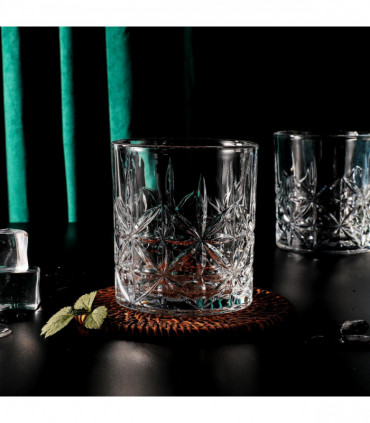 Crystal Transparent 6 Royal Whisky Crystal Cut Transparent Whiskey Glasses 300ml