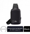 Anti-Theft Waterproof Backpack with USB Charging Port Unisex Small Bag, Black