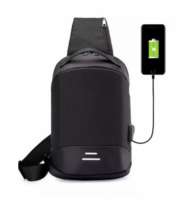 Anti-Theft Waterproof Backpack with USB Charging Port Unisex Small Bag, Black