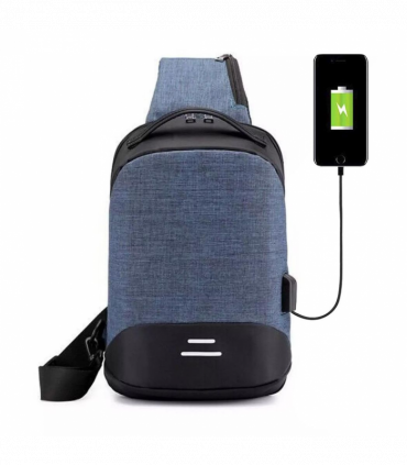 Anti-Theft Waterproof Backpack with USB Charging Port Unisex Small Bag, Blue