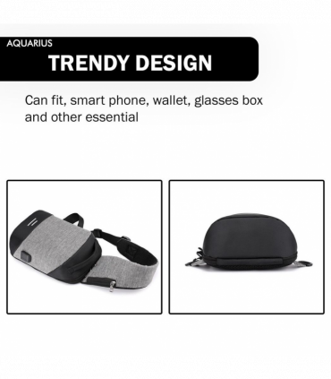 Anti-Theft Waterproof Backpack with USB Charging Port Unisex Small Bag, Grey