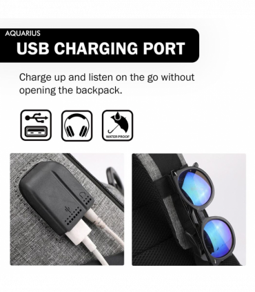 Anti-Theft Waterproof Backpack with USB Charging Port Unisex Small Bag, Grey
