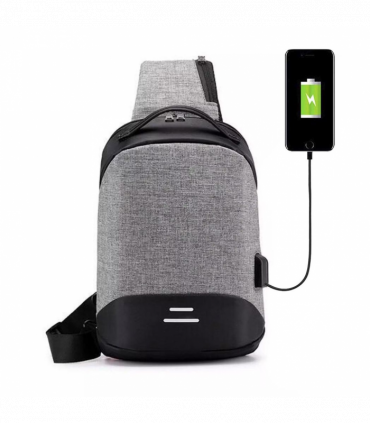 Anti-Theft Waterproof Backpack with USB Charging Port Unisex Small Bag, Grey