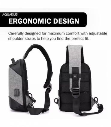 Anti-Theft Waterproof Backpack with USB Charging Port Unisex Small Bag, Grey