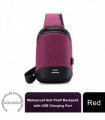 Anti-Theft Waterproof Backpack with USB Charging Port Unisex Small Bag, Red