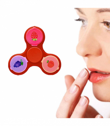 Aquarius 2-in-1 Metal Glam Finger Spinners with Three Different Lip Balm, Red