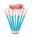 Cosmic Make Up 7pcs Brush Set With Liquid Glitter Handle Turquoise