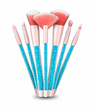 Cosmic Make Up 7pcs Brush Set With Liquid Glitter Handle Turquoise