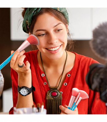 Cosmic Make Up 7pcs Brush Set With Liquid Glitter Handle Turquoise