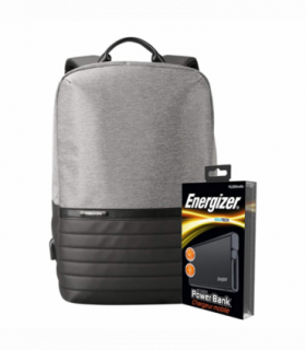 Energizer EPB001 Laptop Charging Bag Backpack with UE10004 Power Bank, Grey