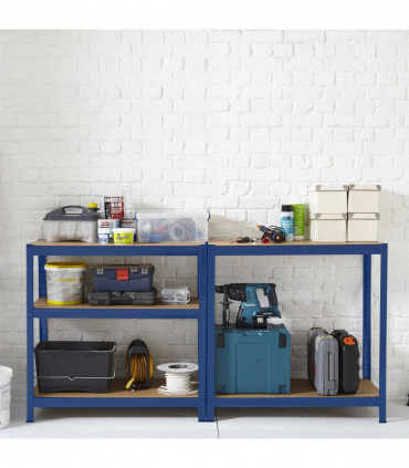 Shelving Racking - BLUE 180cm High x 40cm Deep 5 Tier Metal MDF 175KG Shelf