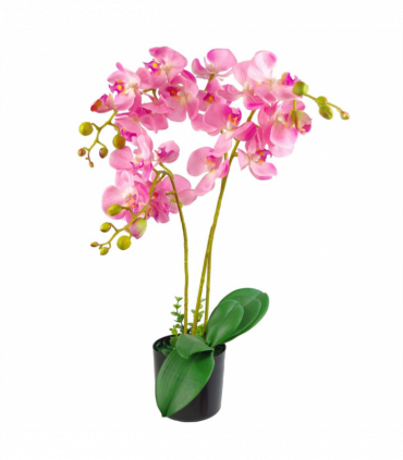 Large Artificial Orchids Display with XL Metal Bowl Planter 70x70cm
