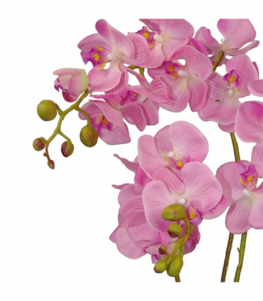 Large Artificial Orchids Display with XL Metal Bowl Planter 70x70cm