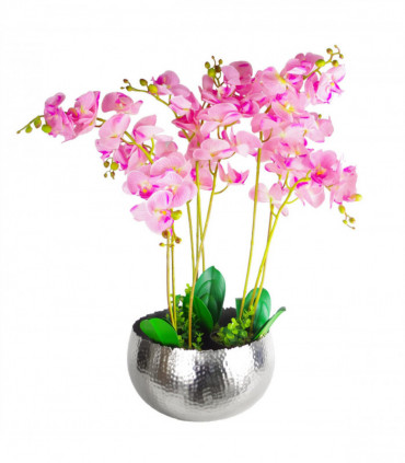 Leaf Large Metal Planter Bowl 32 x 20cm Hammered Silver Colour - Curvy Edge