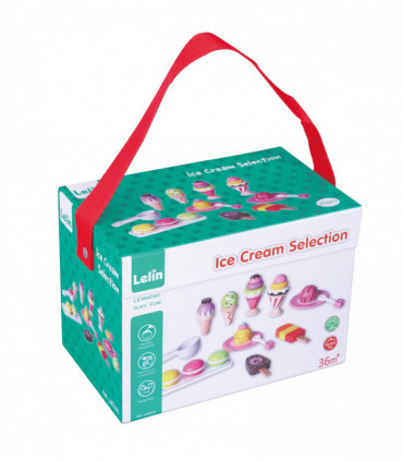 Pretend Play Ice Cream Set Wooden 6 Flavoured Ice Cream 2 Lollypop 3 Macaron