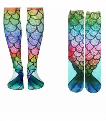 Mermaid Tail Print Women Girl Knee High Boot Socks[Design - 1]